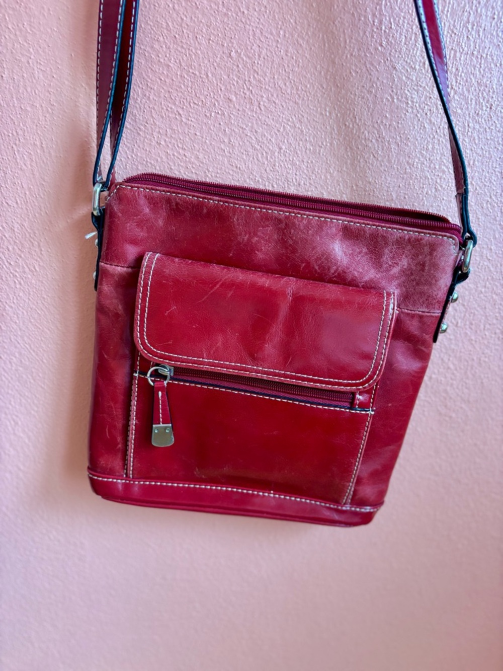 Giani Bernini Red Leather Crossbody Bag